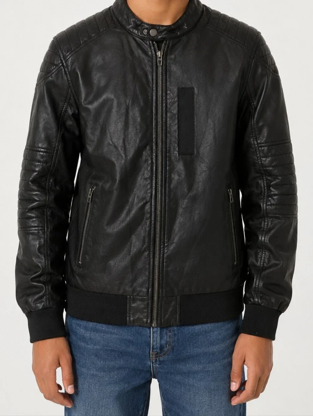 Zara Boys Black Faux Leather Jacket Size 13-14Y